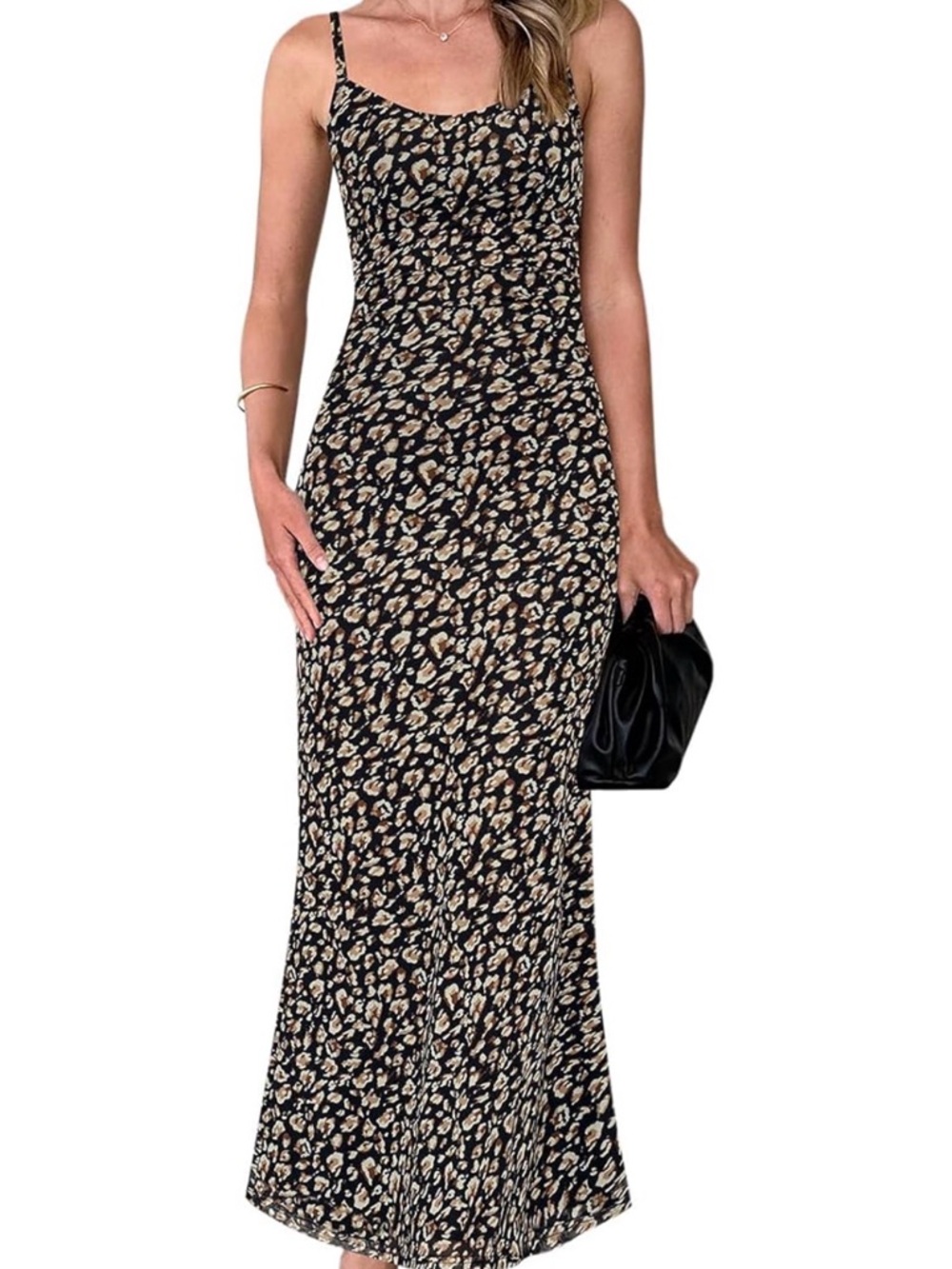 Black Leopard Print Maxi Dress